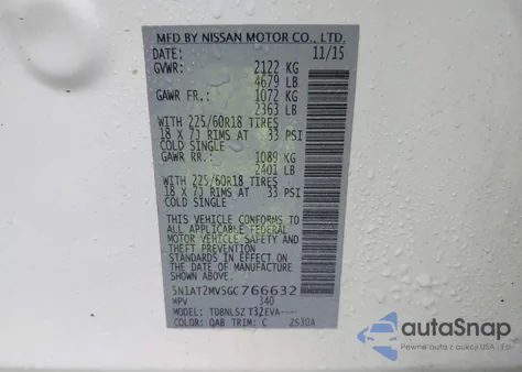 2016 Nissan Rogue Sl из США, поврежденный, VIN 5N1AT2MV5GC766632